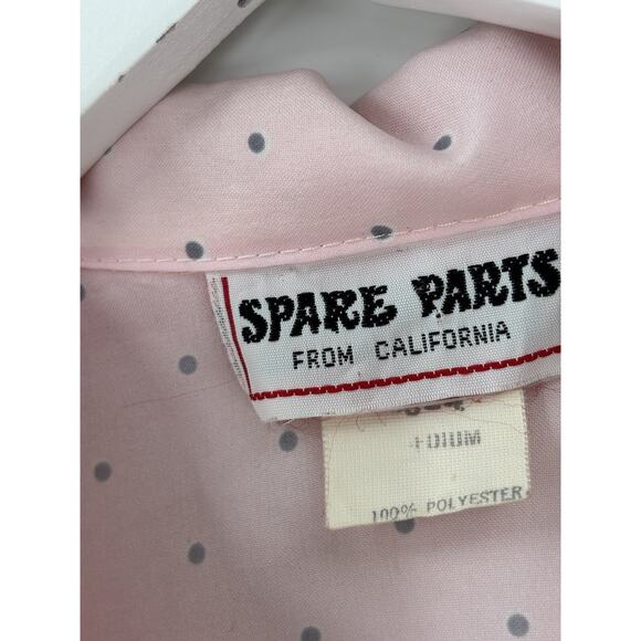 Spare Parts Vintage Blouse Womens Medium Pink Polka Dot Sheer Button Up Casual - Picture 6 of 16